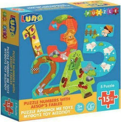 Puzzle pentru Copii Number with Aesop's Fables pentru 3++ Ani 15buc Luna