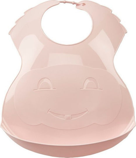 Thermobaby Soft Baby Impermeabila Bavetă Plastic cu buton & Buzunar roz pudră