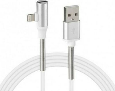 Lampa Angle (90°) / Stainless USB to Lightning Cable Ασημί 1m (AM-L3884.9/T)