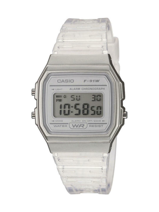 Casio Digital Uhr Chronograph mit Weiß Kautschukarmband