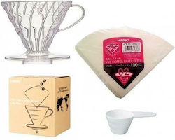 Hario V60 02 Капкомер за кафе Пластмаса Прозрачен 137x116x102мм Hario V60 02 Капкомер за кафе Пластмаса Прозрачен 137x116x102мм