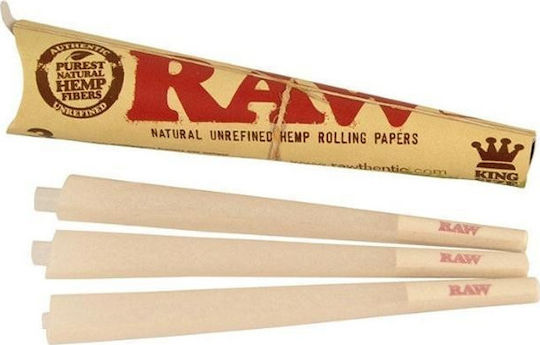 Raw Τσιγαροσωλήνες Cone King Size Unrefined Classic 110mm με Γεύση Classic Εκρού 3τμχ