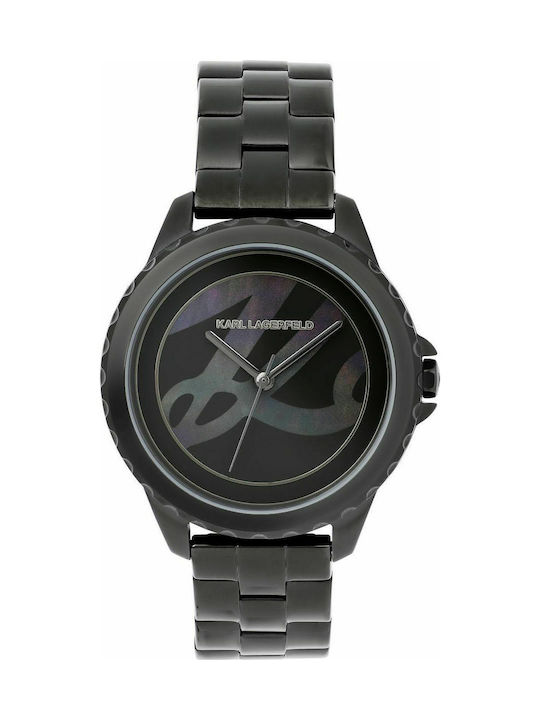 Karl Lagerfeld Signature Watch with Black Metal Bracelet