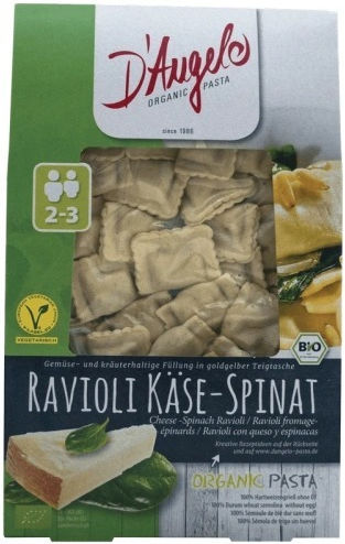 D'Angelo Равиоли със сирене и спанак Органичен продукт 250гр