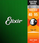 Elixir Set of Nickel Plated Steel Strings for Bass Nanoweb 40 - 95"