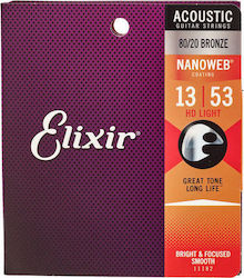 Elixir 11182 Einstellen E-Gitarrensaiten 80/20 Bronze 13 - 53 Zoll