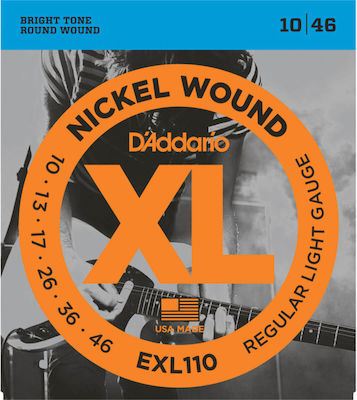 Daddario Πλήρες Σετ Nickel Wound Χορδών για Ηλεκτρική Κιθάρα XL Nickel Regular Light 10 - 46"