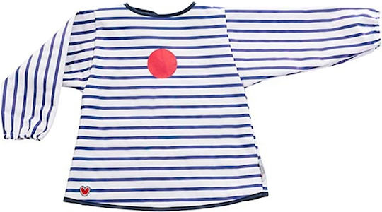 Baby to Love Αδιάβροχη Ποδιά Πλαστική με Αυτοκόλλητο Smock με Μανίκια Blue Stripes