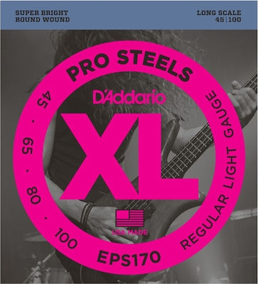 Daddario Set Stahl Saiten für Bass XL Prosteels Bass Regulär Leicht 45 - 100"