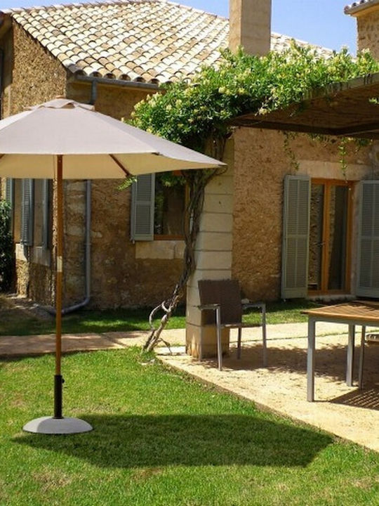 Professionell Garten & Terrassen Sonnenschirm Bodenständer Rund Holz Syros Ecru Ø2.5m 0795420