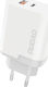 Dudao Charger Without Cable with USB-A Port and USB-C Port 22.5W Quick Charge 3.0 Whites (A6XSEU)