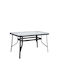 Sun Outdoor Dinner Free Standing Table with Glass Surface and Metal Frame Black 140x80x70cm