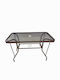 Serefina Outdoor Dinner Table with Glass Surface and Metal Frame Brown 100x60x70cm