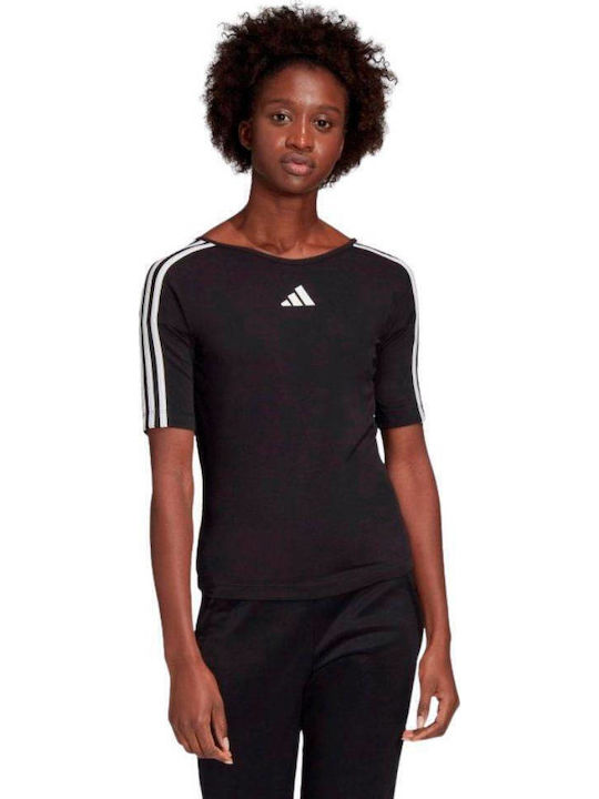 adidas Open Back 3-Stripes T-Shirt Μαύρο