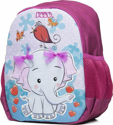 Polo Animal Σχολική Τσάντα Πλάτης Νηπιαγωγείου σε Ροζ χρώμα Μ24 x Π12 x Υ30cm