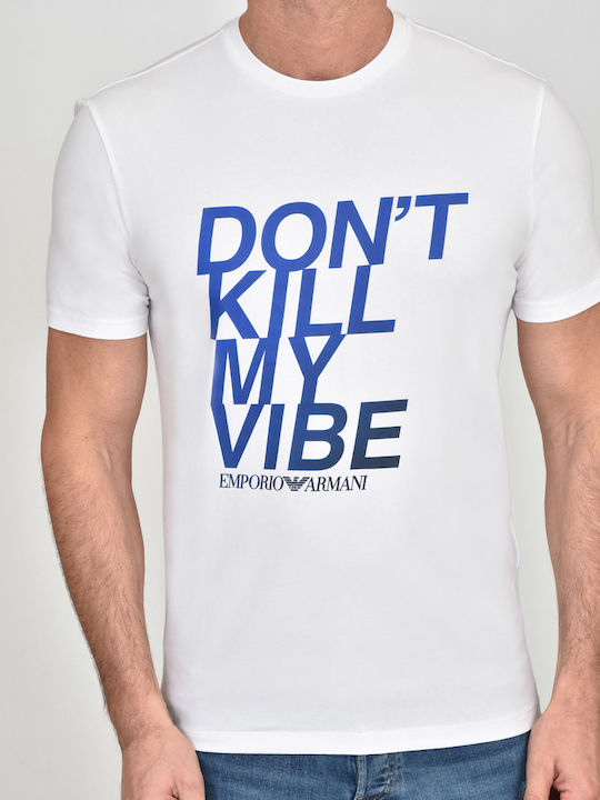 Emporio Armani Ανδρικό T-shirt Με Στάμπα Λευκό