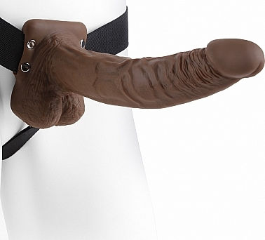 Pipedream Fetish Fantasy Series Hollow Strap-On with Balls Gurtzeug mit Dildo 23cm in Braun Farbe
