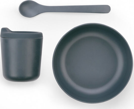 Ekobo Σετ Φαγητού Yummy Mini από Bamboo με Αντιολισθητική Βάση Γκρι 3τμχ για 4+ μηνών