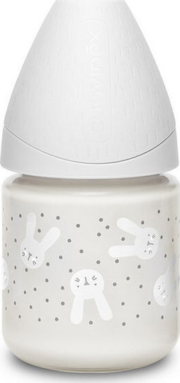 Suavinex Glass Baby Bottle Hygge Anti-Colic with Silicone Teat for 0+ Months Grey Rabbit 120ml