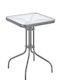 Mars Outdoor Table for Small Spaces with Glass Surface and Metal Frame Gray 60x60x70cm
