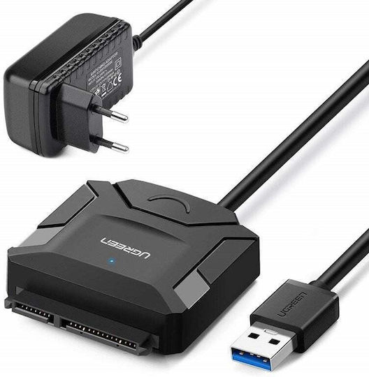 Ugreen 20611 Adaptor SATA la USB 3.0 5Gbps Transfer de Date HDD SSD cu Alimentator Negru