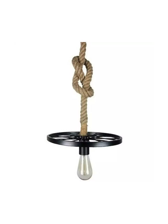 Stimeno R-Wheel Pendant Lamp with Rope E27 Black
