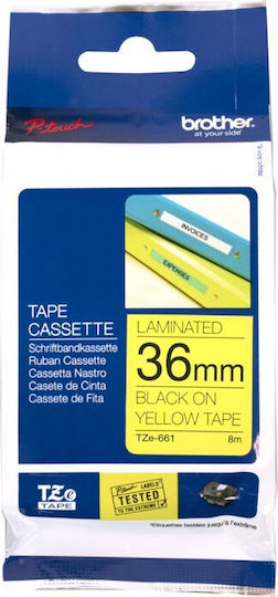 Brother TZe-661 Label Maker Tape 8m x 36mm in Yellow Colour TZe-661 Compatible with Brother TZe/TZ