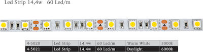 Spot Light Ταινία LED Τροφοδοσίας 12V με Ψυχρό Λευκό Φως Μήκους 5m και 60 LED ανά Μέτρο Τύπου SMD5050