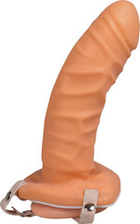 Seven Creations Strap-on Vibrating Hollow Extender Gurtzeug mit Einzeln Dildo 20cm in Fleisch Farbe