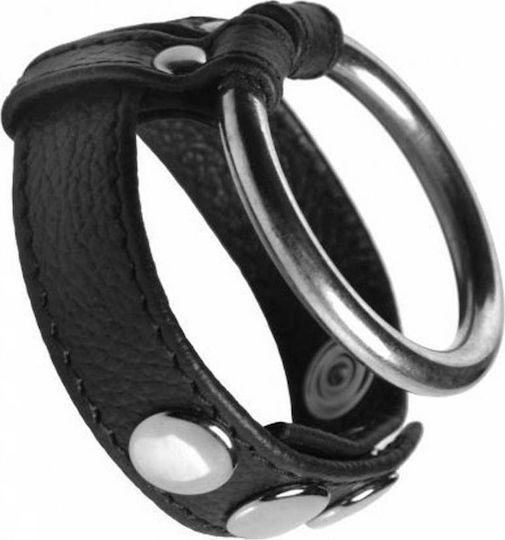 XR Leather And Steel Cock And Ball Ring