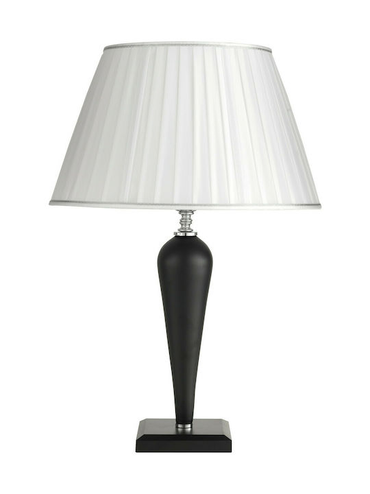 Ondaluce Ravel Metal Table Lamp for Socket E27 with White Shade and Black Base