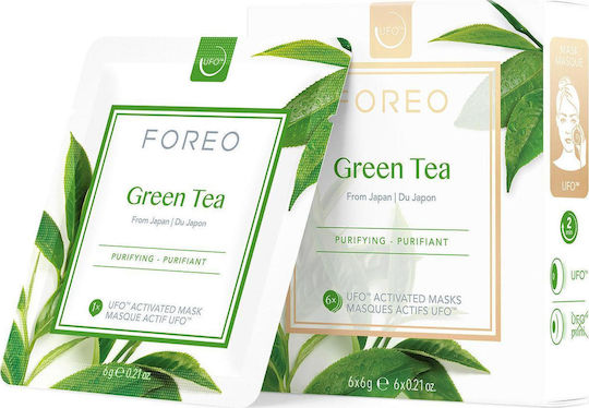 Foreo Green Tea Μάσκα Ομορφιάς Προσώπου για Λείανση με Πράσινο Τσάι 6 τμχ x 6gr