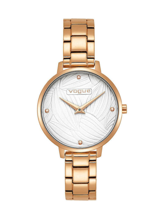Vogue Romantic Γυναικείο Ρολόι 32mm Μπαταρίας με Ροζ Χρυσό Μεταλλικό Μπρασελέ