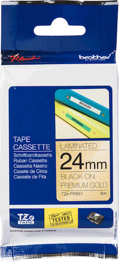 Brother Label Maker Tape 8m x 24mm in Gold Colour Compatible with Brother TZe/TZ