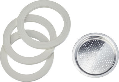 Bialetti Coffee Maker Accessories 0800004 Coffee Maker Replacement Filter & 3 Flanges for Moka 6 Servings