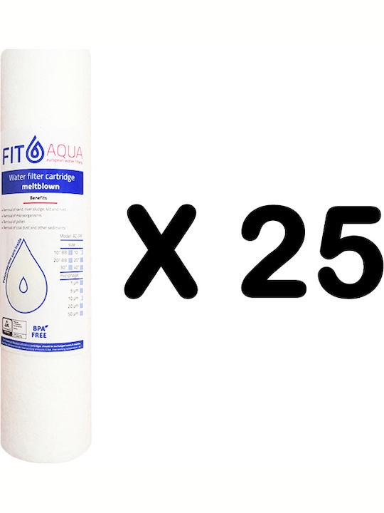 Fit Aqua Water Filter Replacement Central Water Filtration System made of Polypropylene 10" PP 10" 10 μm 25pcs