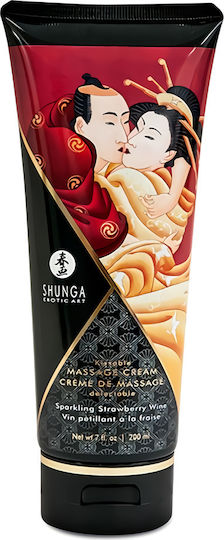 Shunga Kissable Κρέμα για Μασάζ με Άρωμα Sparkling Strawberry Wine 200ml