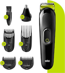 Braun All-In-One Trimmer 3 6 in 1 Σετ Επαναφορτιζόμενης Κουρευτικής Μηχανής Black/Green MGK3221