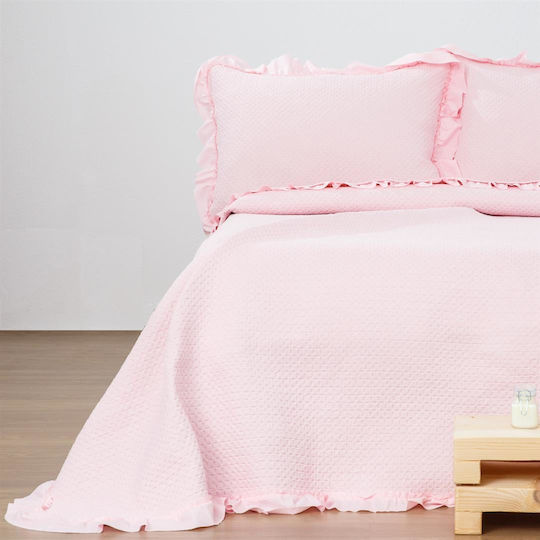 Borea Anais Σετ Κουβερλί Μονό Microfiber Ροζ 160x220cm 2τμχ