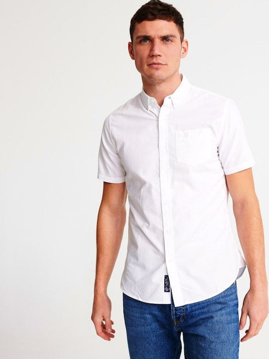 Superdry Classic University Oxford Men's Shirt Short Sleeve Cotton White