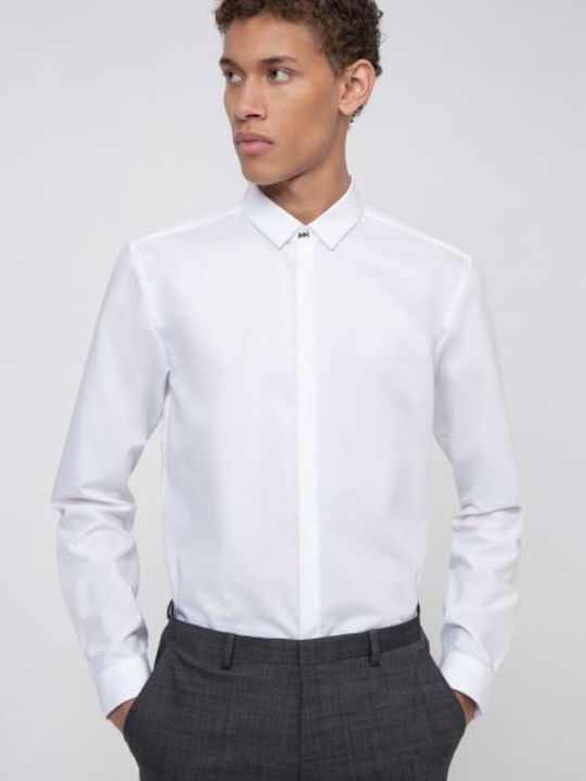 Hugo Boss Etran Men's Shirt Long Sleeve Cotton White