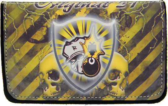On & Off Tobacco Pouch from Artificial Leather Yellow with Magnet Closure 16x9.5cm