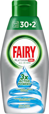 Fairy Platinum Gel Πλυντηρίου Πιάτων 650ml 30 Μεζούρες
