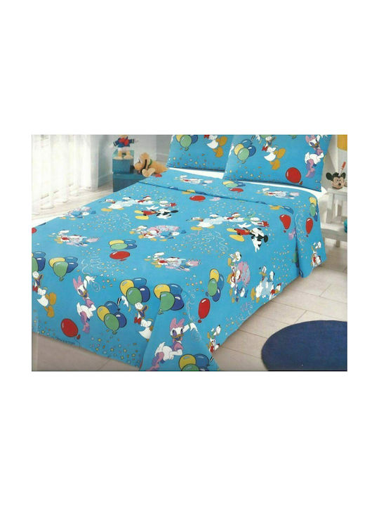 Mickey Kids Duvet Cover Single Cotton Light Blue 160x240cm