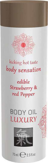 HOT Shiatsu Luxury Body Edible Massageöl mit Duft Erdbeere Rote Paprika 75ml