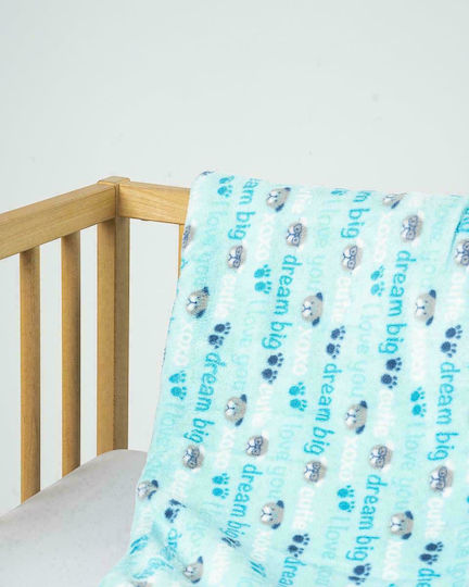 Pennie Samt Kinderdecke Dream Big Hellblaue 152x245cm