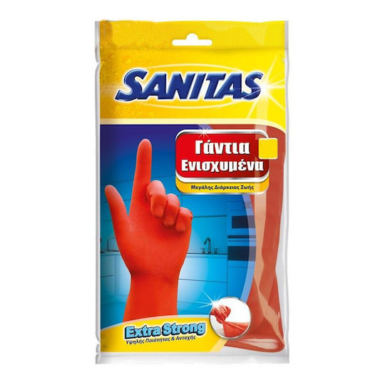 Sanitas Oven Gloves Extra Strong Plastic Medium Orange 1pcs