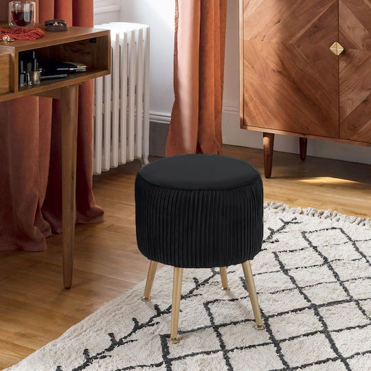 Hocker Für das Wohnzimmer Gepolstert mit Samt Solaro Schwarz 35x35x41cm