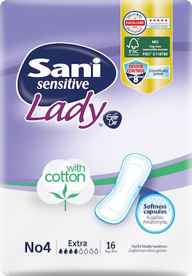 Sani Sensitive Lady Extra No4 Women's Incontinence Pad Normal Flow 4 Drops 16pcs