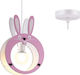 Aca Λαγουδάκι Single Bulb Kids Lighting Pendant Wooden 40W with Drive Size E27 In Pink Colour 24cm